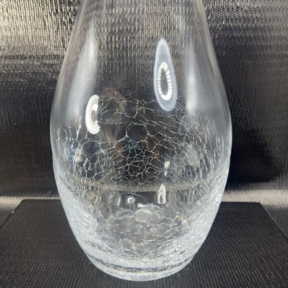 Pier 1‎ Clear Angled Rim Crackle Decanter Jug Pitcher Crystal Glass Retired VTG